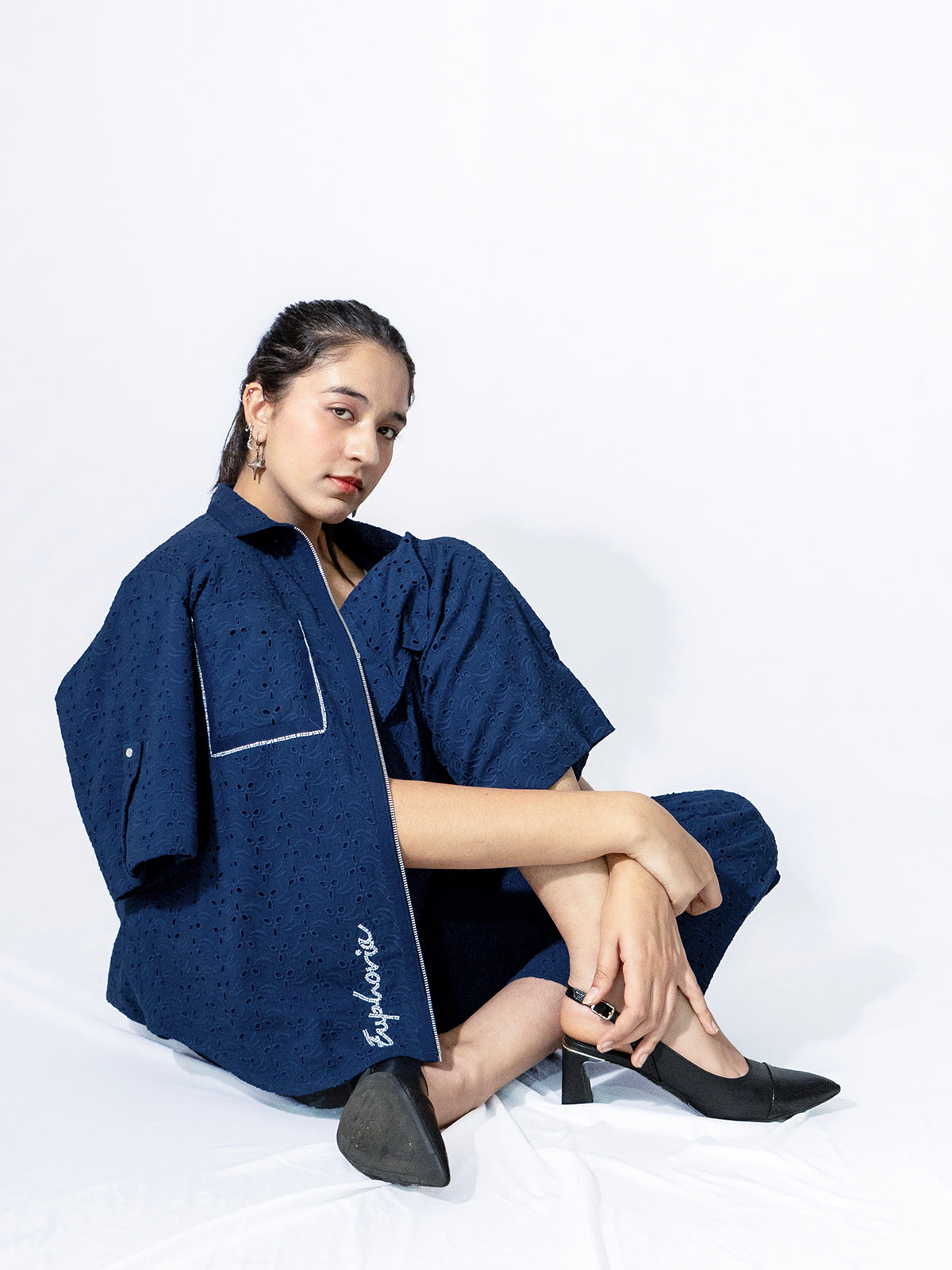 Zipping Euphoria In Blue Coord Set- EUPHORIA