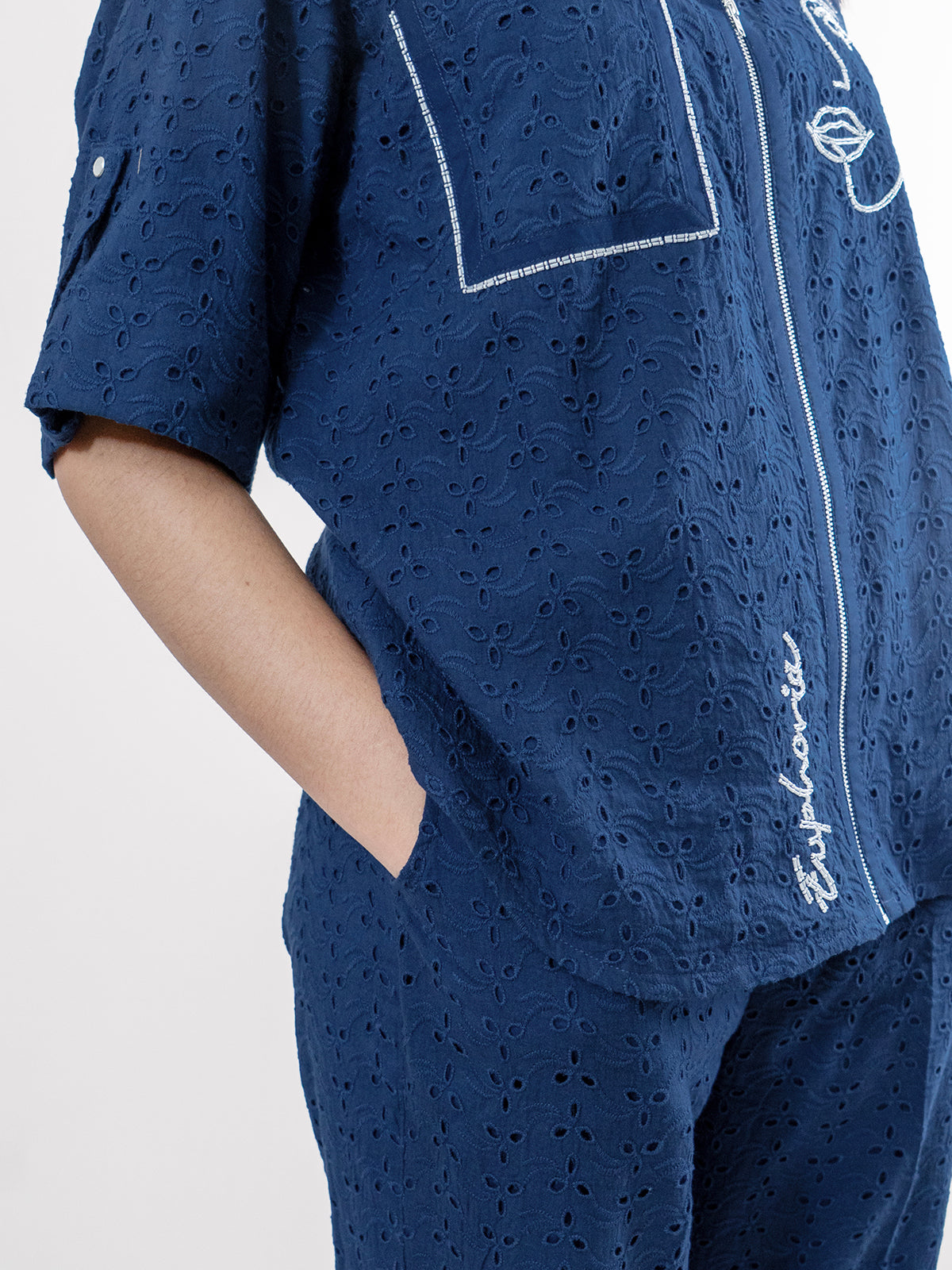 Zipping Euphoria In Blue Coord Set- EUPHORIA