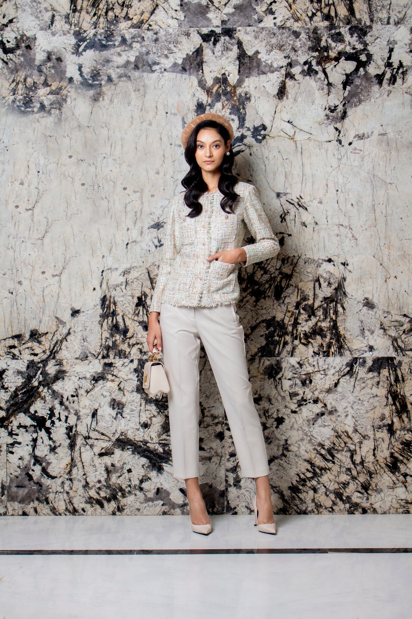 Le Sable Shimmer Tweed Blazer