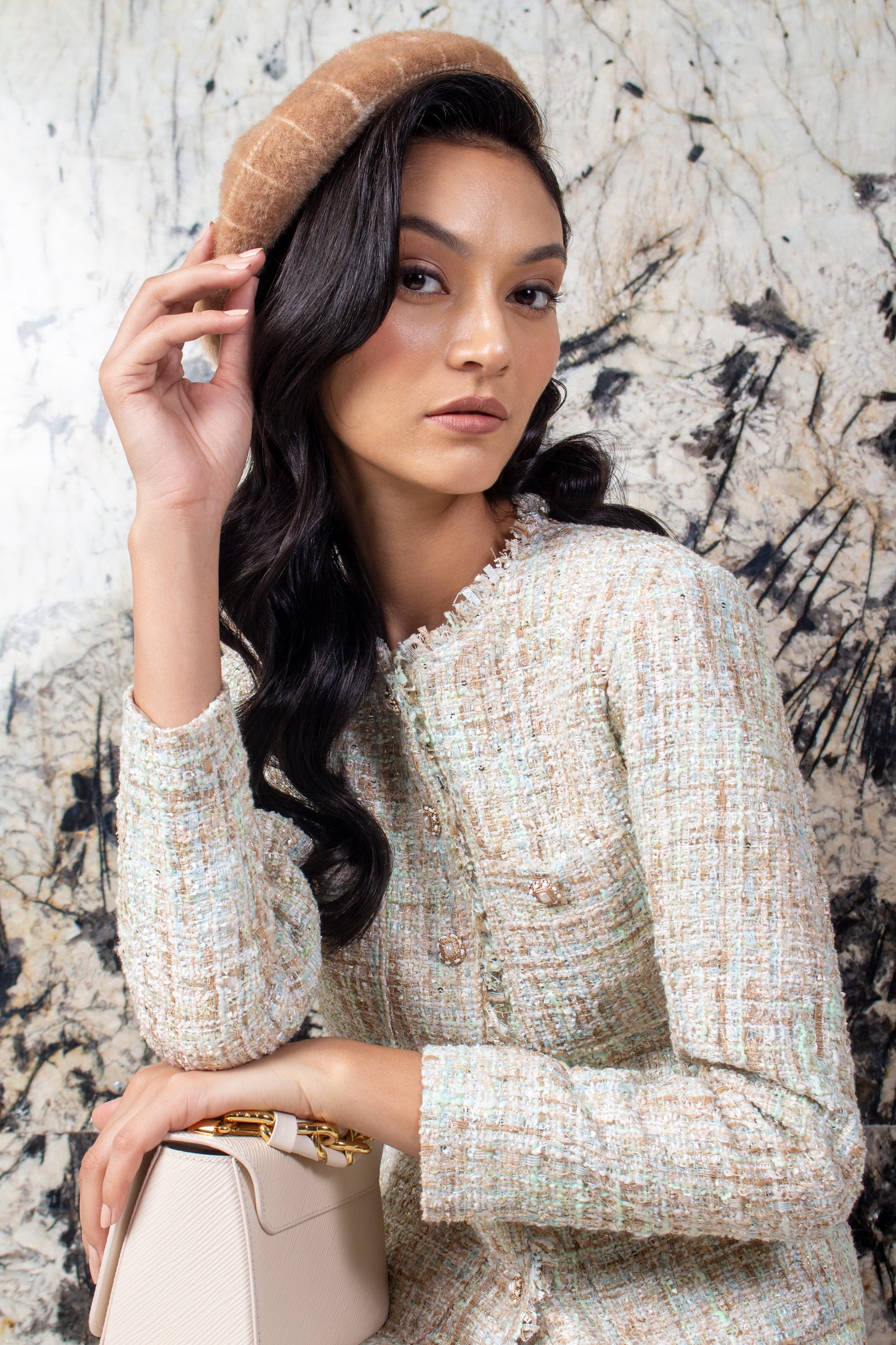 Le Sable Shimmer Tweed Blazer