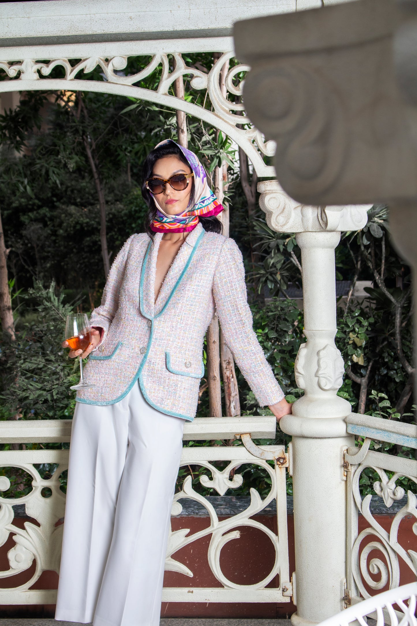Rose Pink Shimmer Tweed Blazer