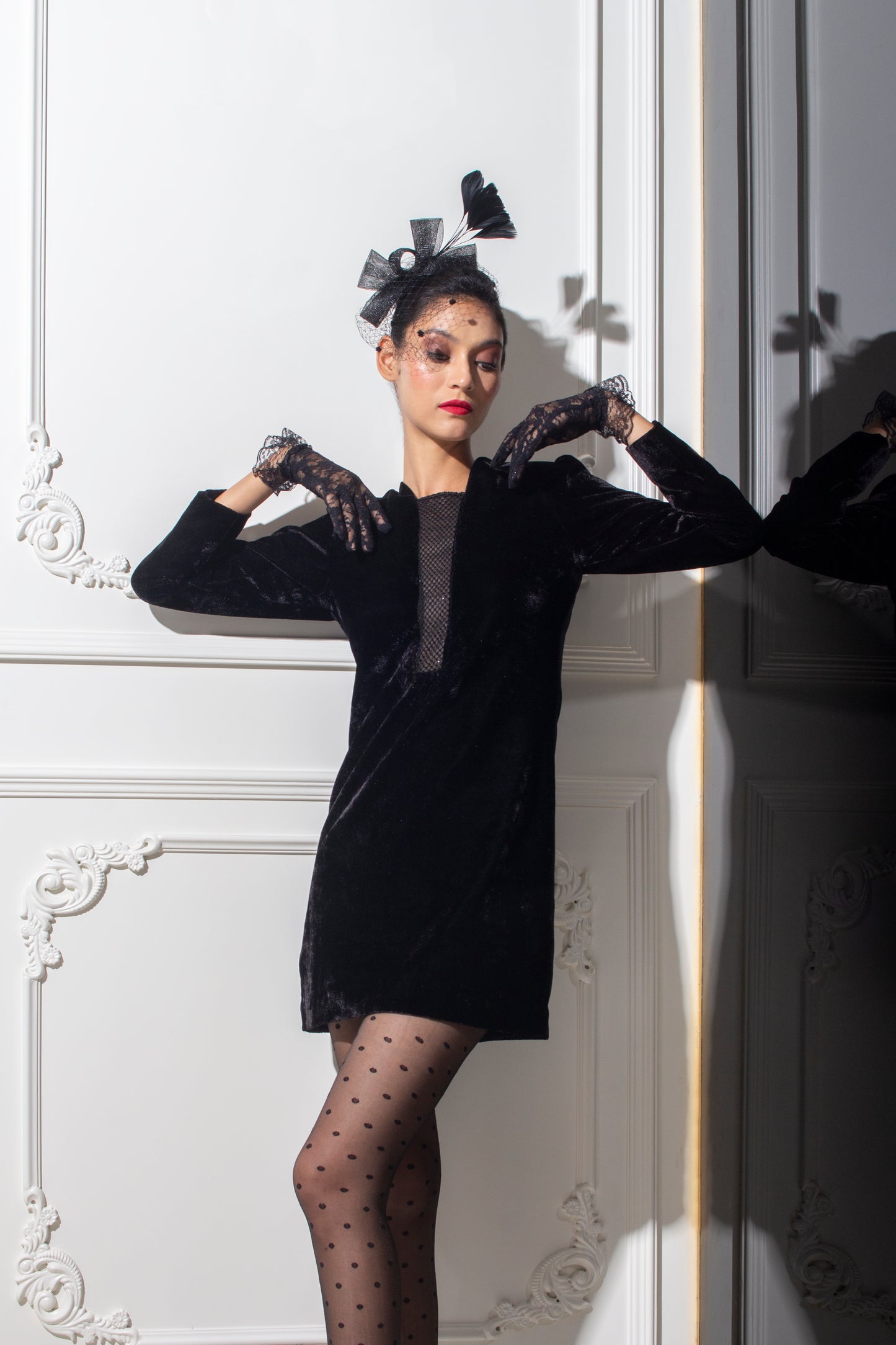 Noir Black Velvet Short Dress