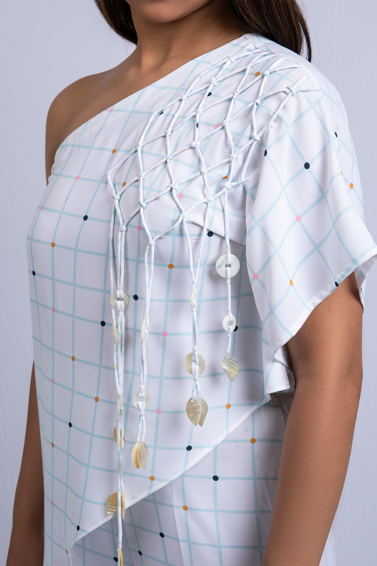 Ivory Checkers Co-Ord LONG TOP