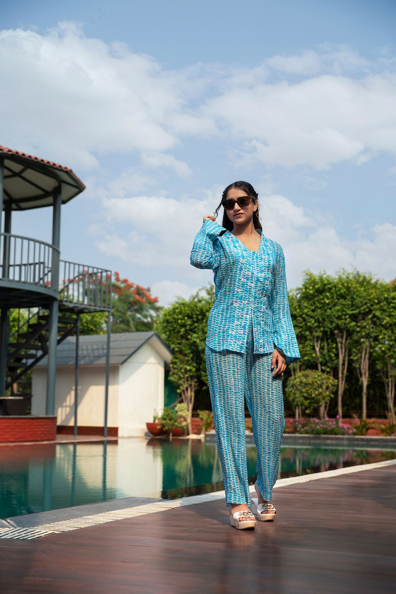 Blue Lagoon Printed Co-Ord TROUSER