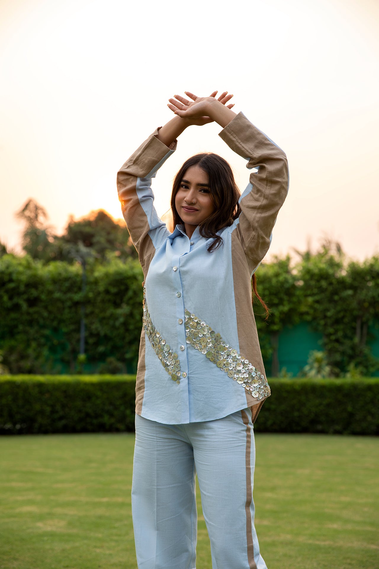 Linen Blue Sea Shells Co-Ord SHIRT