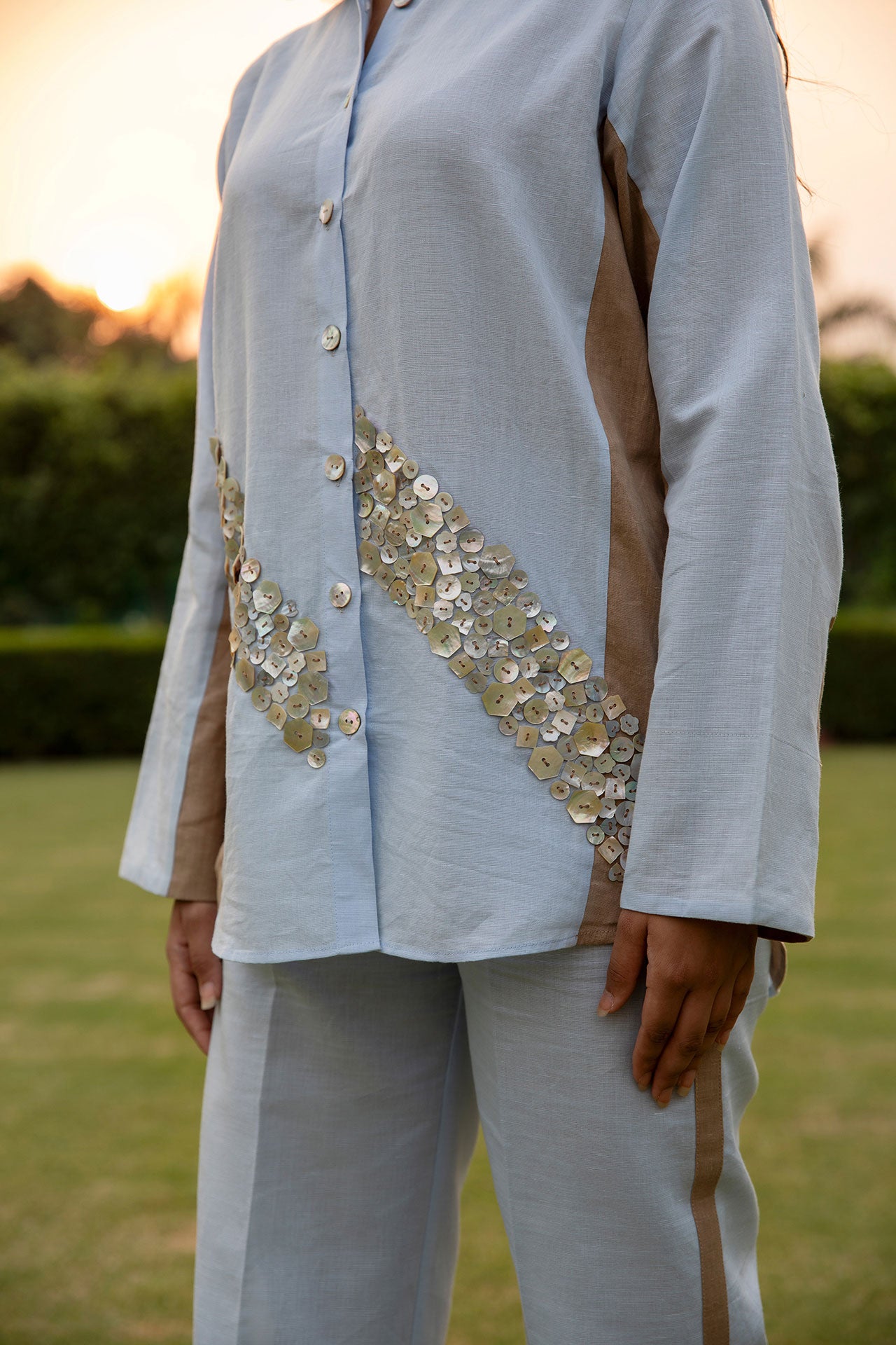 Linen Blue Sea Shells Co-Ord SHIRT