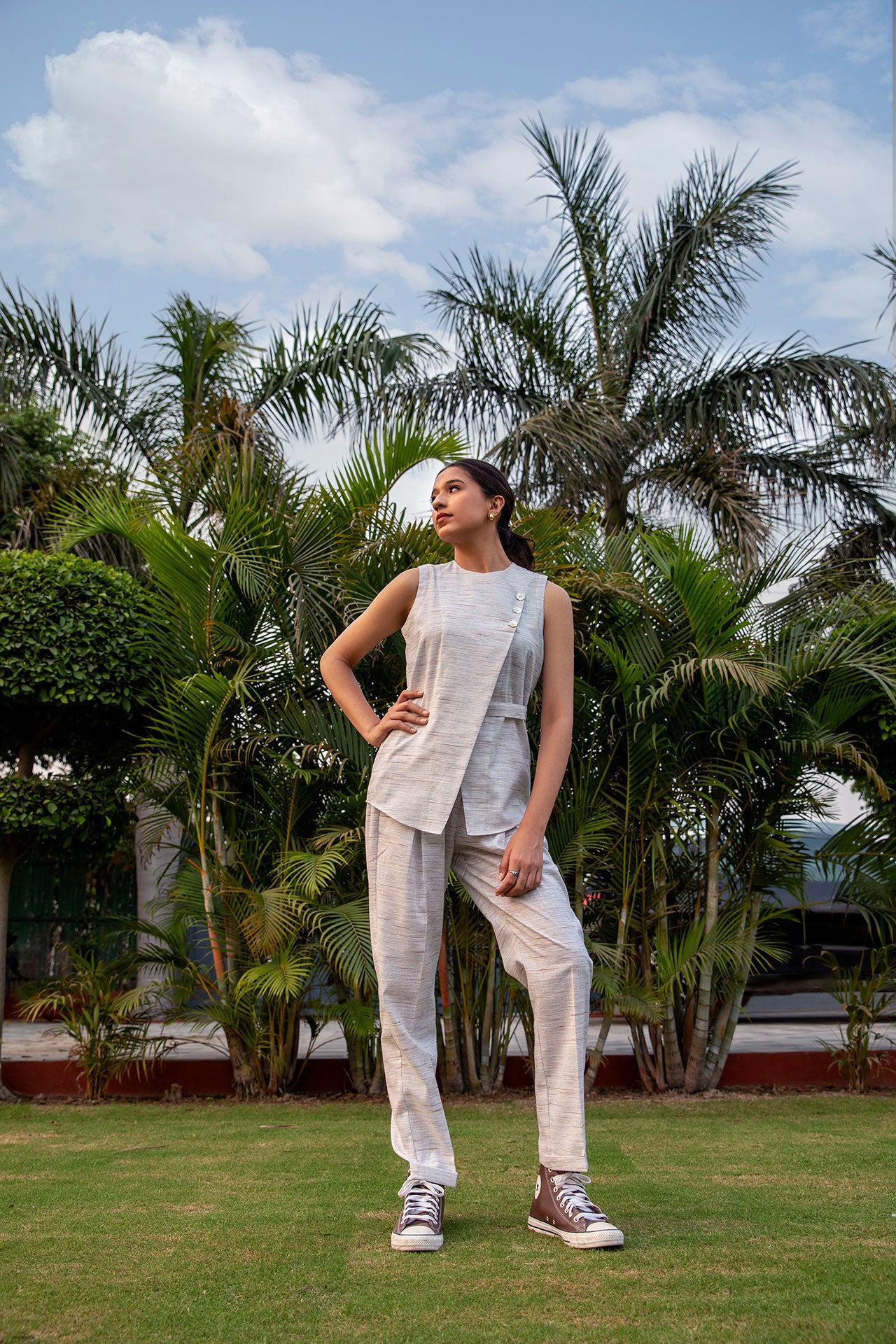 Khaki Soft Cotton linen Co-ord Set TROUSER