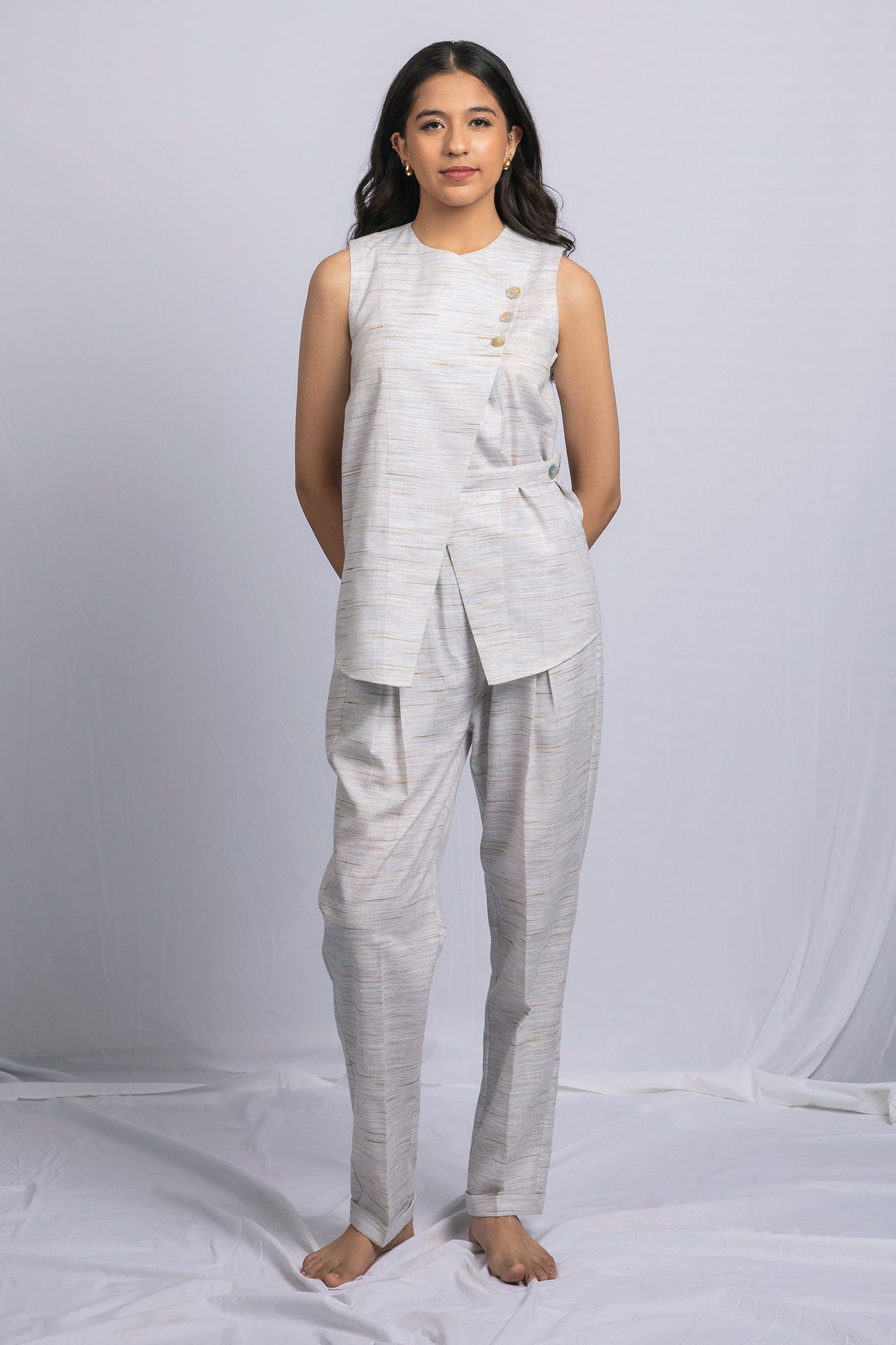 Khaki Soft Cotton linen Co-ord Set TROUSER