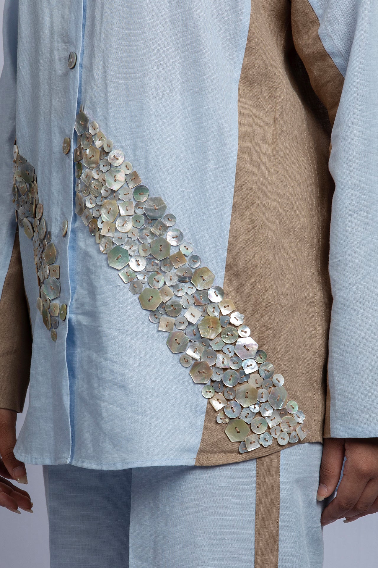 Linen Blue Sea Shells Co-Ord SHIRT