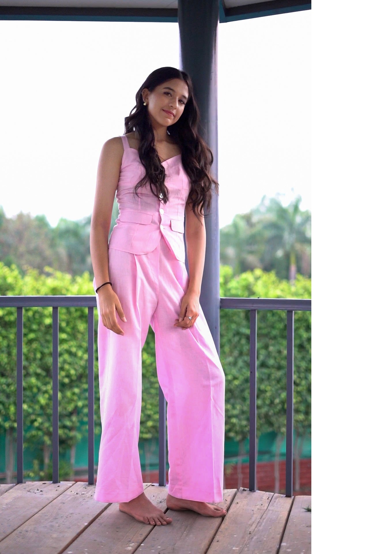 Pink Linen Blend Co-Ord TROUSER