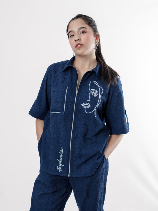 Zipping Euphoria In Blue Coord Set- EUPHORIA