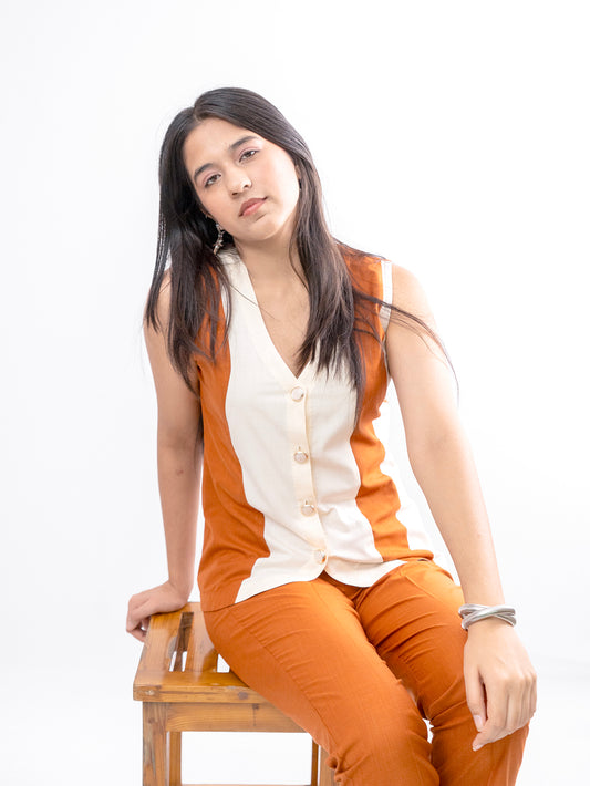 Rust Revival Waistcoat Coord Set- EUPHORIA