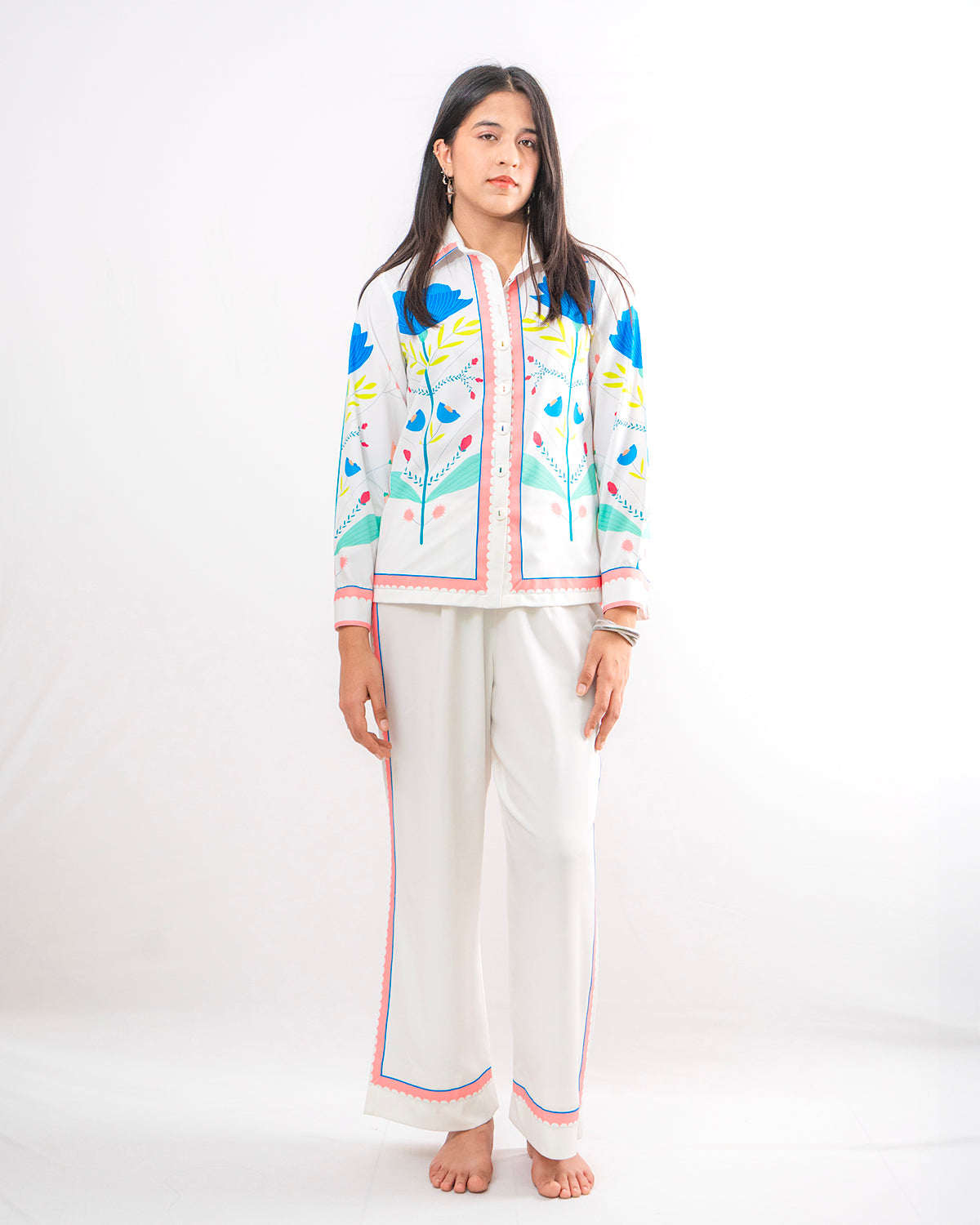 The Classic White Floral Co-ord Set- EUPHORIA