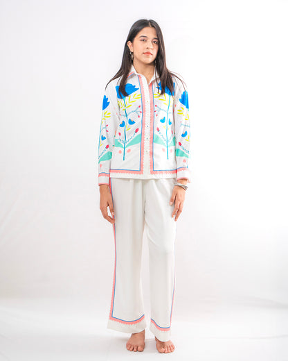 The Classic White Floral Co-ord Set- EUPHORIA