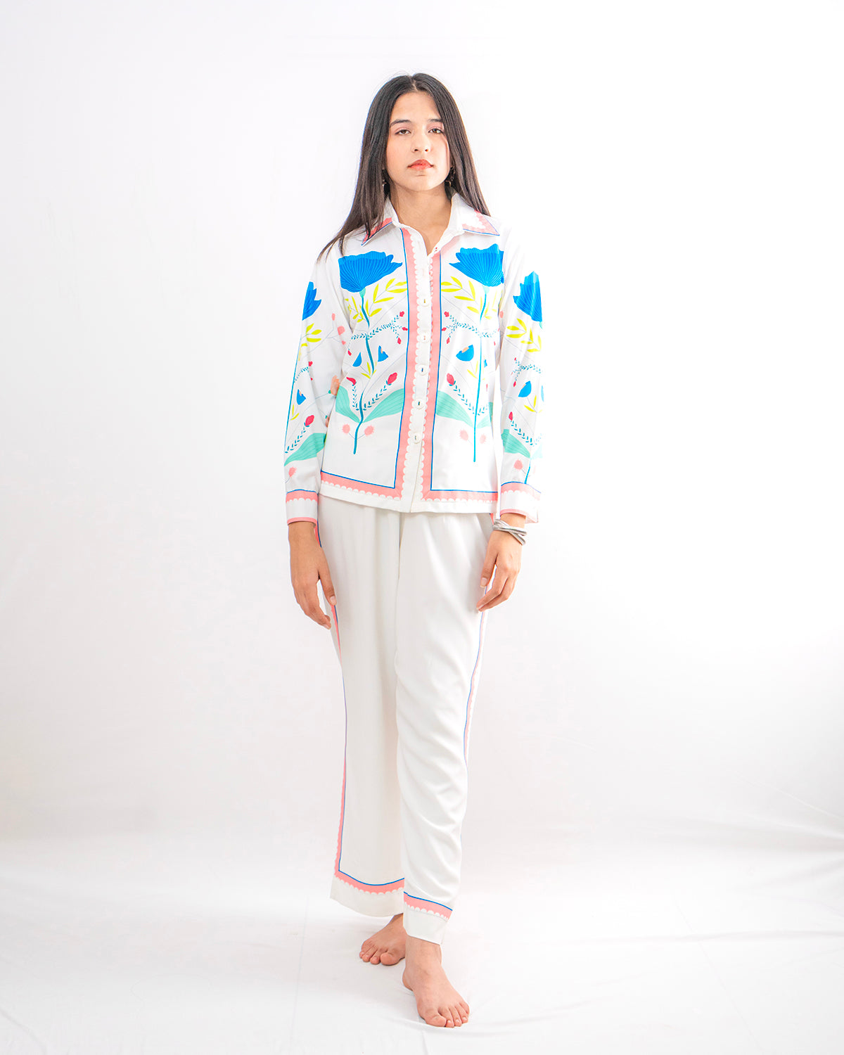 The Classic White Floral Co-ord Set- EUPHORIA