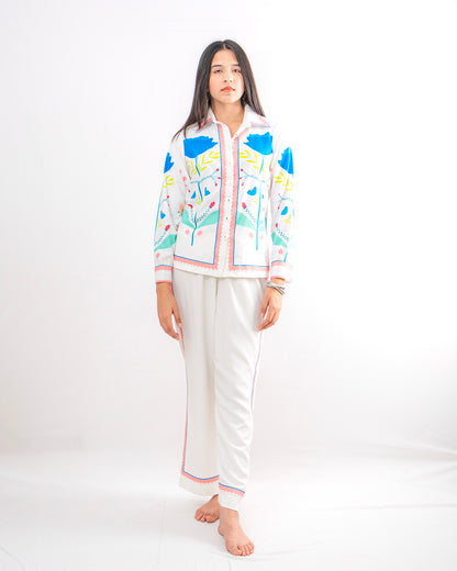 The Classic White Floral Co-ord Set- EUPHORIA