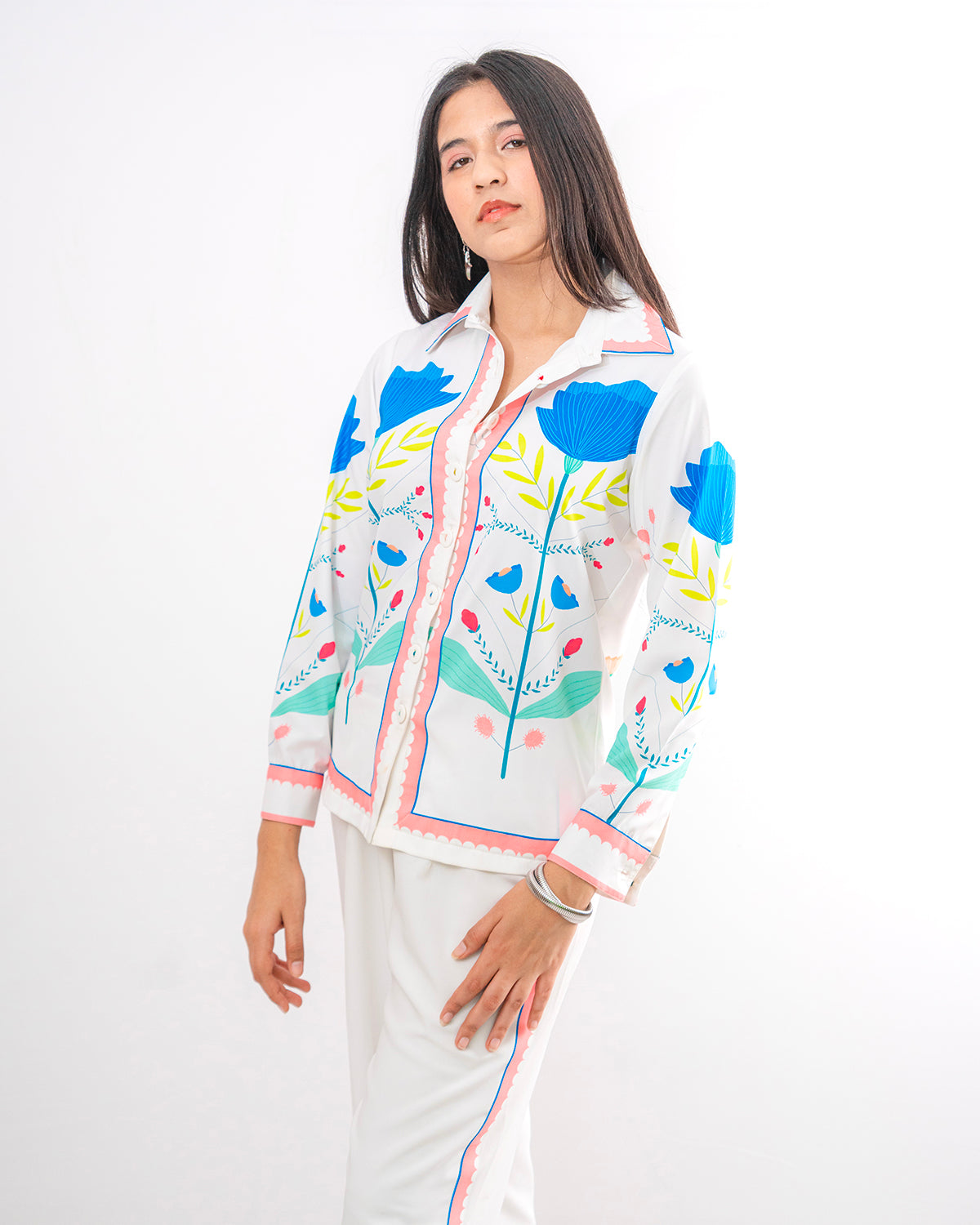 The Classic White Floral Co-ord Set- EUPHORIA