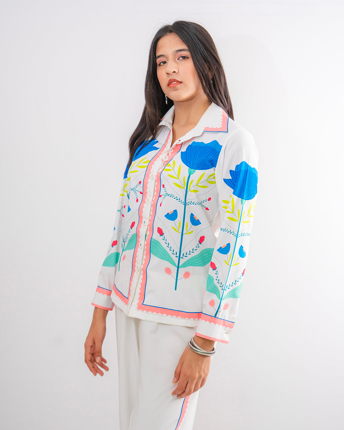 The Classic White Floral Co-ord Set- EUPHORIA