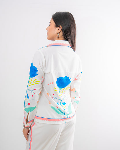 The Classic White Floral Co-ord Set- EUPHORIA