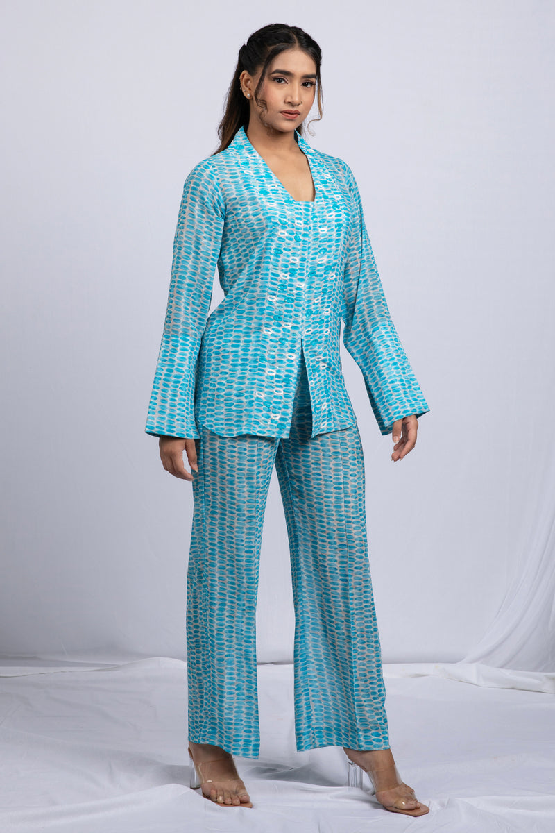 Blue Lagoon Printed Co-Ord TROUSER