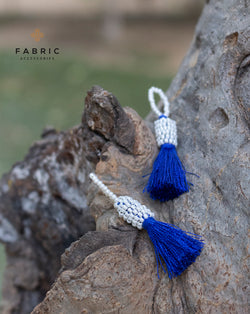 Handmade small thread tassel with pearl beads head-Blue
