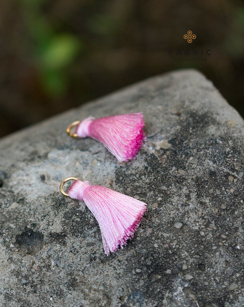Handmade small thread tassel with rings tassel/ latkan-Light Pink
