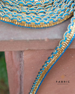 Thin thread and zari lace-Light Blue
