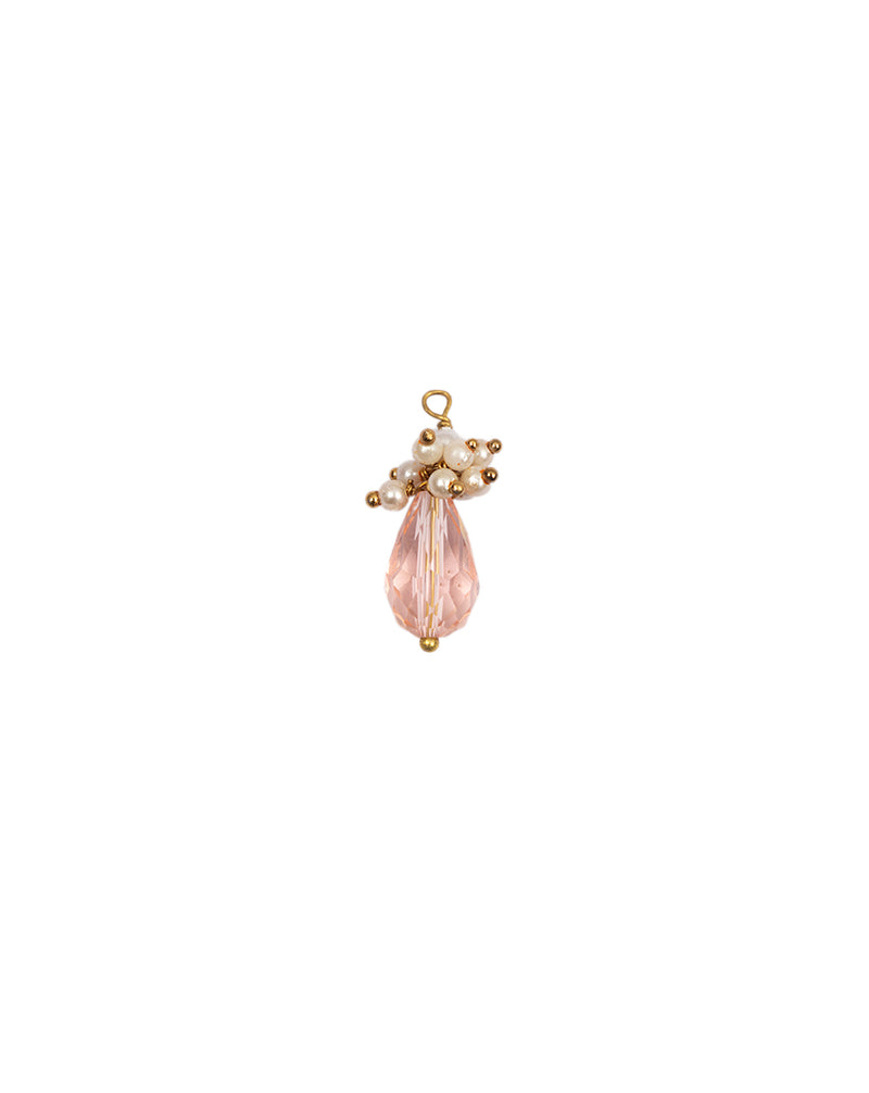 Designer crystal drop button with pearl hanging-Light Pink