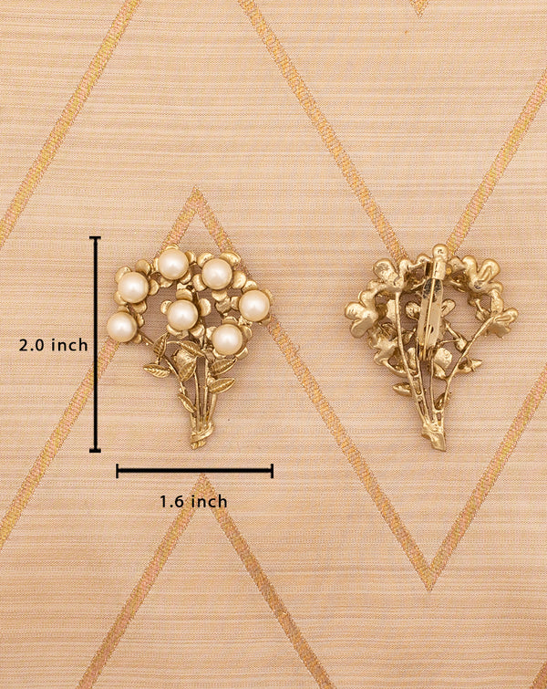Pearl Flower Metal Brooch
