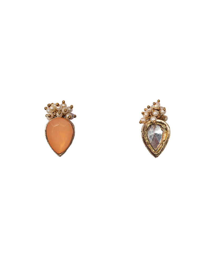 Designer rhinestone and pearl hanging button-Peach