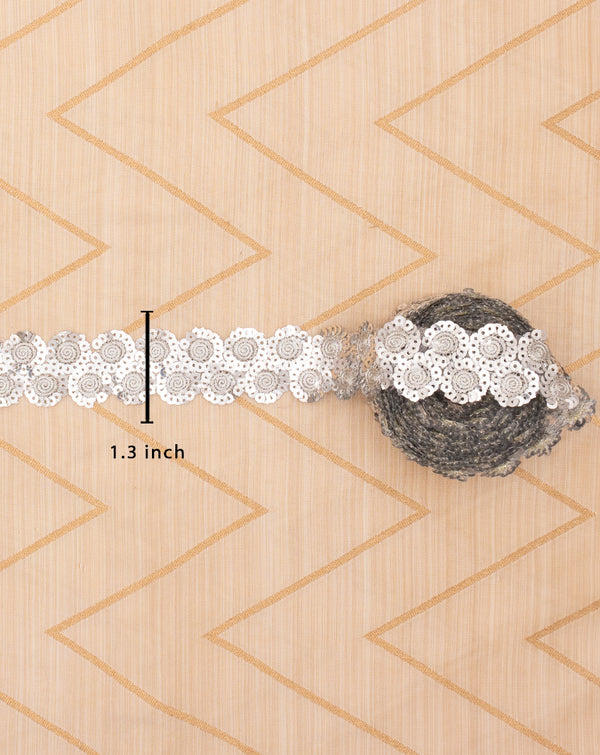 Designer Double Layer Sequins Circle Lace-Silver