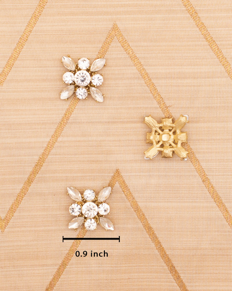 Designer flower shaped metal button in swarovski crystal