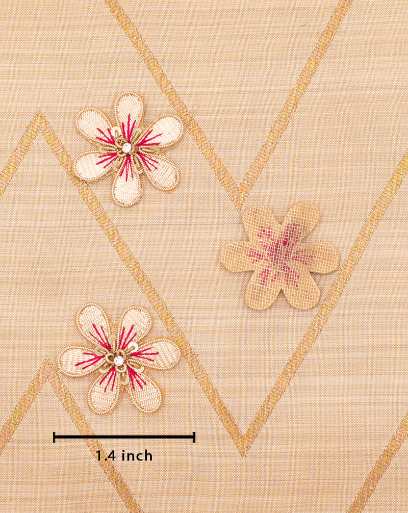 Handmade flower gota patch with thread and sequins embellishments-Hot Pink