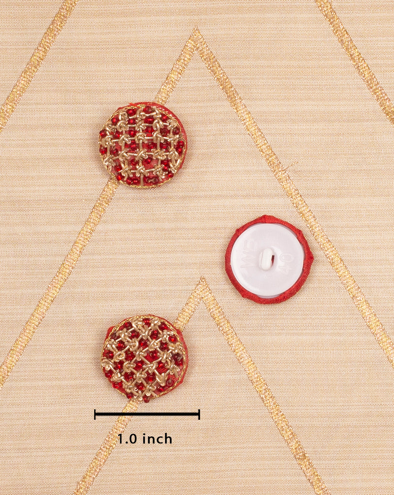 Designer handmade button embellished in beads-Maroon