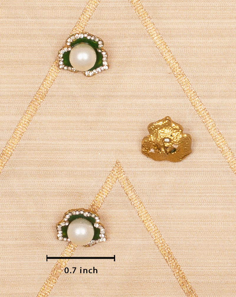 Flower button with pearl insert-Olive Green