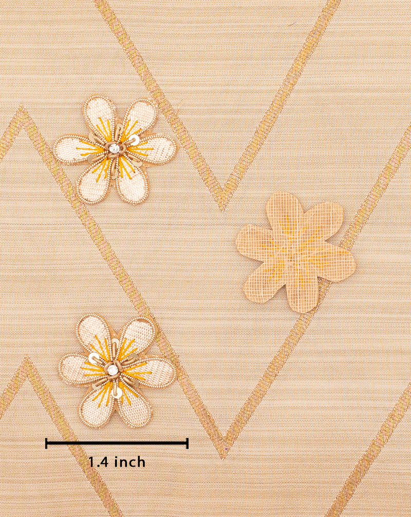 Handmade flower gota patch with thread and sequins embellishments-Yellow
