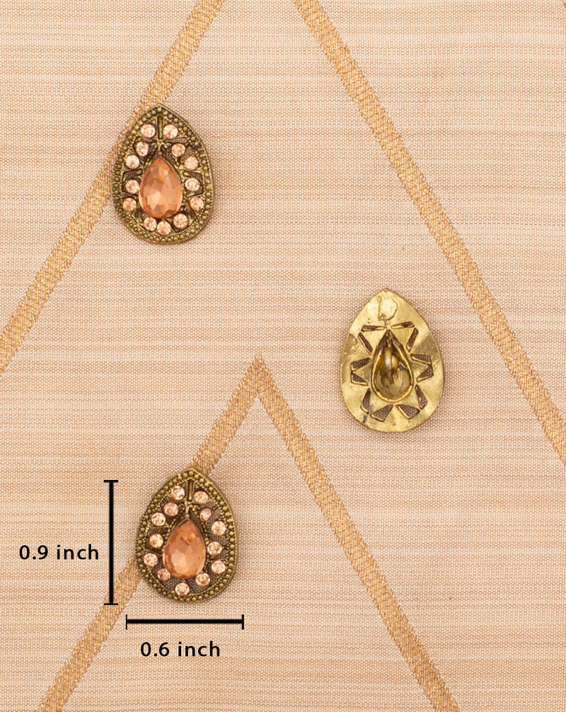 Designer metal button embellished with rhinestone-Golden