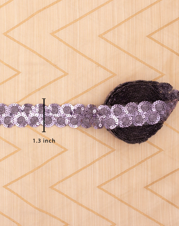 Designer Double Layer Sequins Circle Lace-Grey