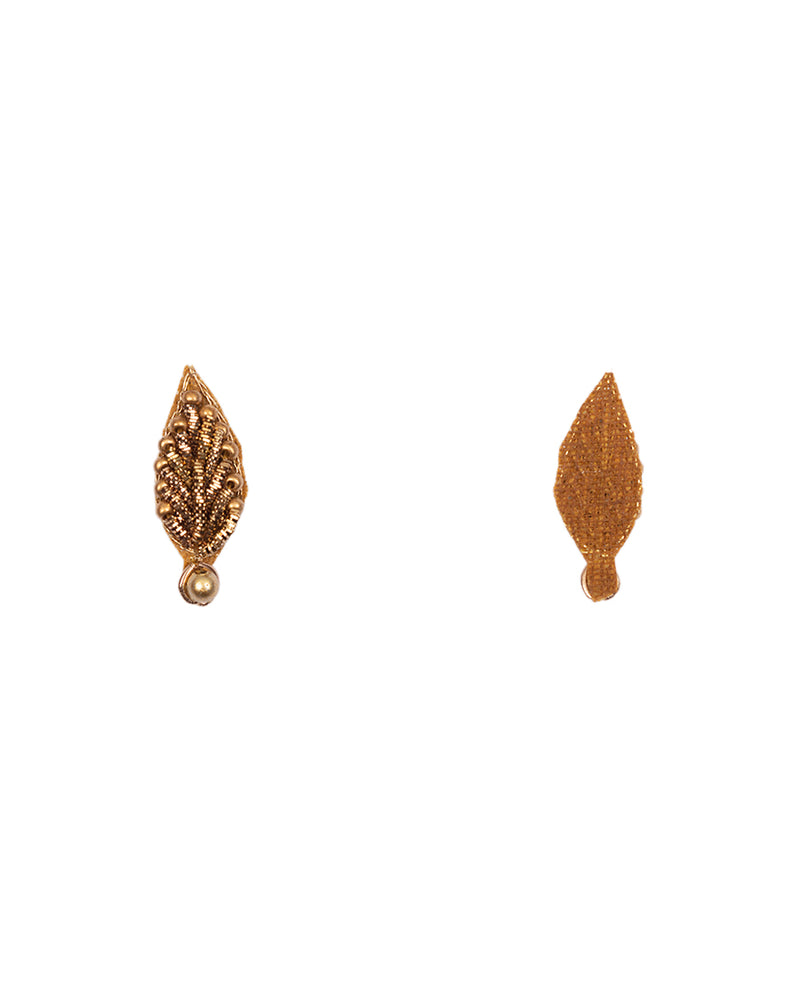 Handmade leaf pearl and dabka patch-Antique Golden