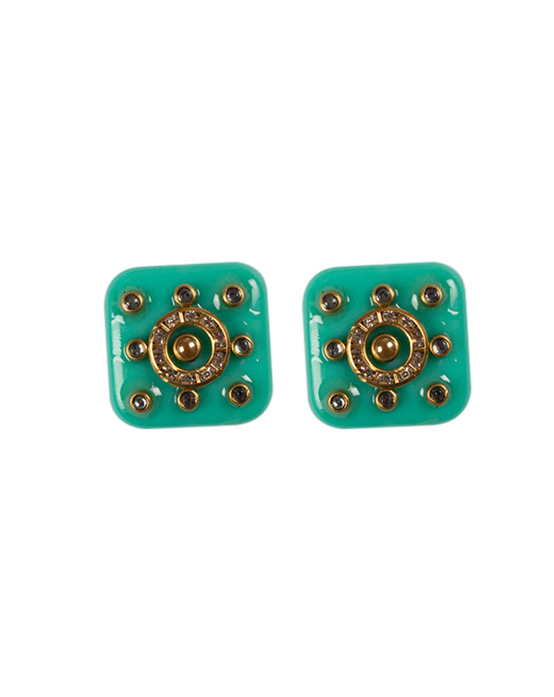 Mint Green Soft Square Designer metal embellished button