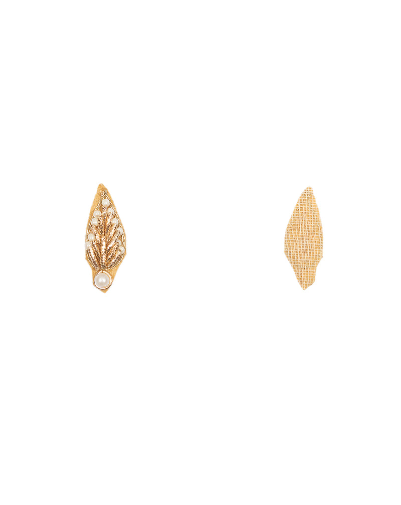 Handmade leaf pearl and dabka patch-Golden