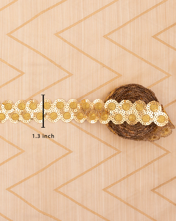 Designer Double Layer Sequins Circle Lace-Bright Gold