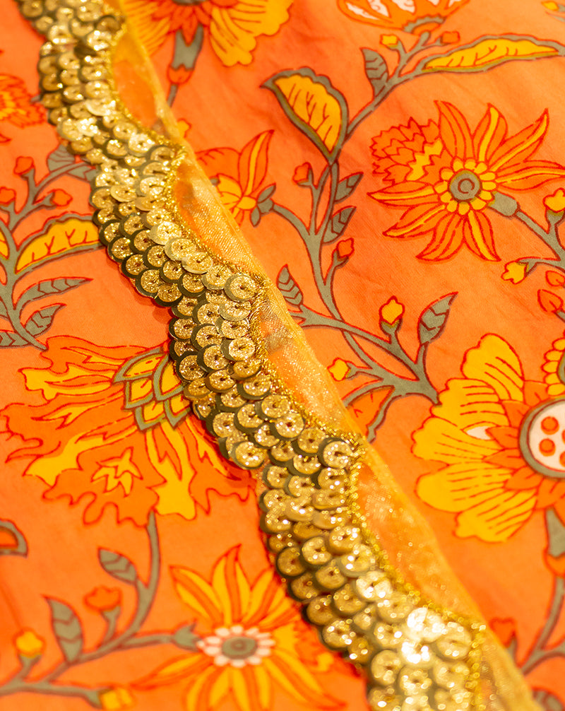 Designer embellished scallop Embroidery Lace-Golden
