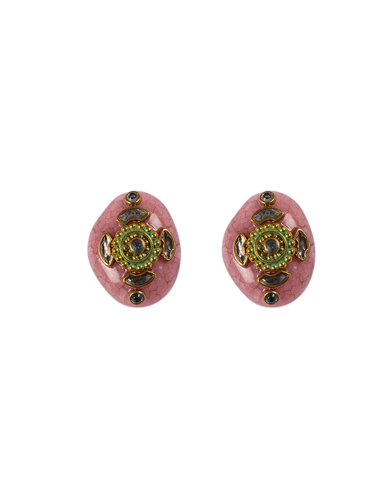 Pink Designer metal and kundan embellished button