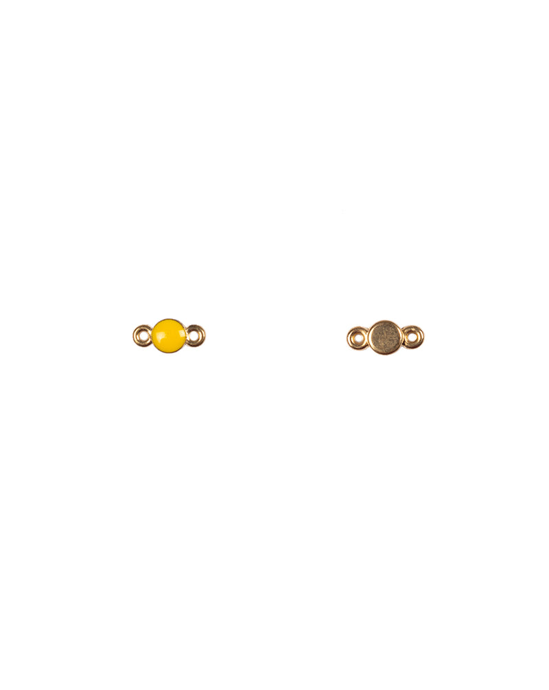 Plastic enamel fill kundan both side connector stone for embroidery, crafts and jewellery making-Yellow