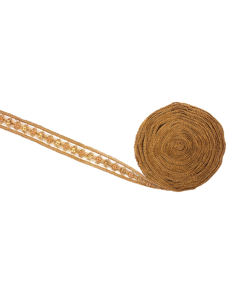 Golden Pearl and Stone Embroidery Lace