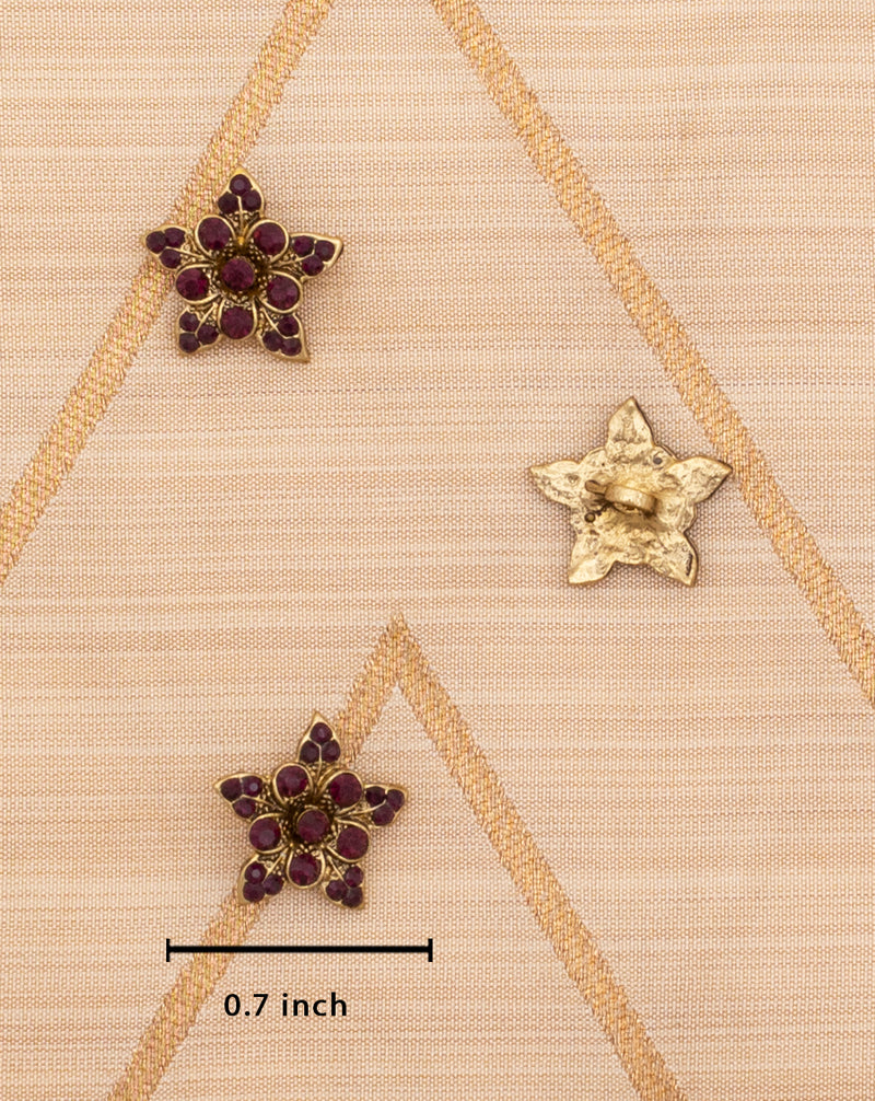 Premium metal floral button with rhinestone-Purple