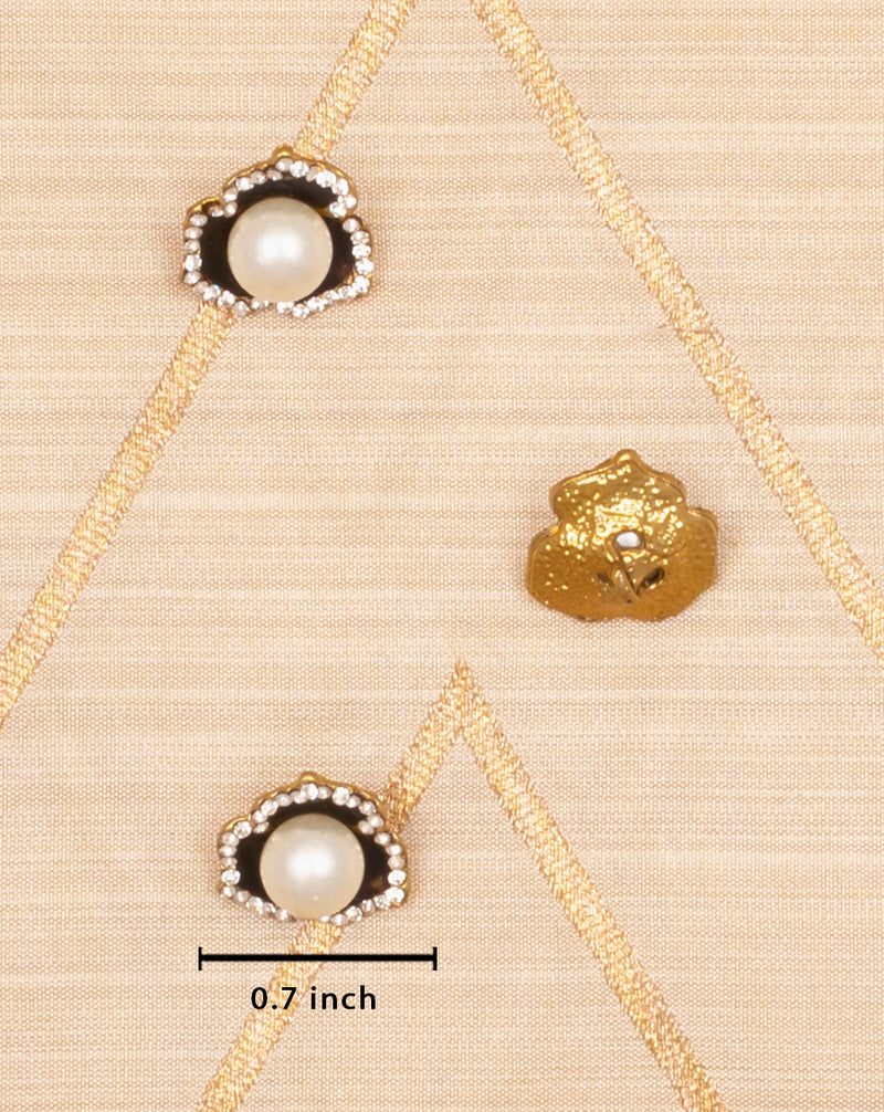 Flower button with pearl insert-Black
