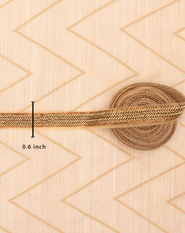 Designer double line bugle bead lace-Copper
