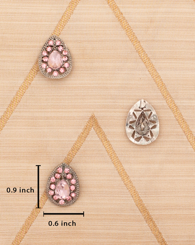 Designer metal button embellished with rhinestone-Light Pink